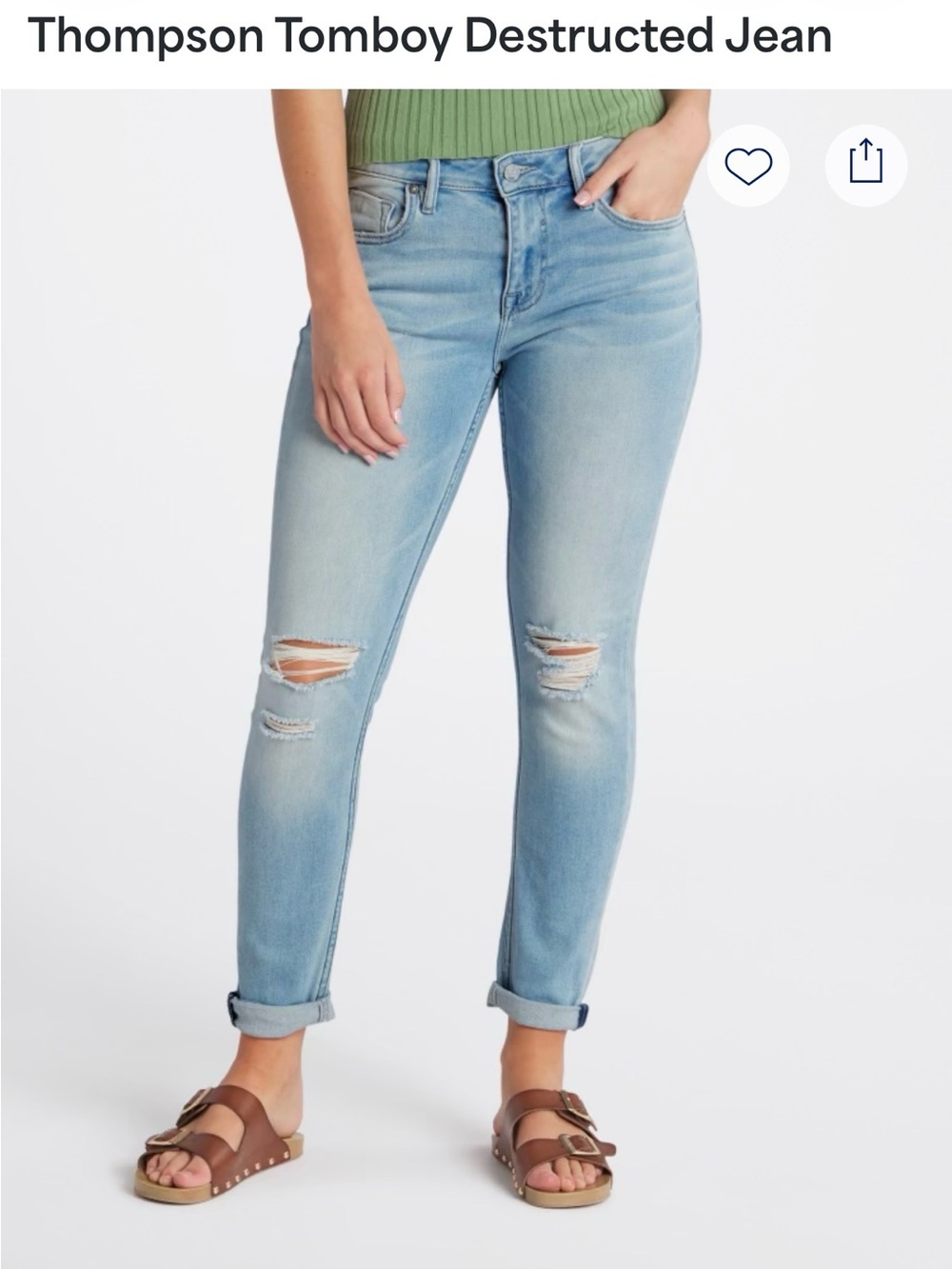 VIGOSS Thompson Tomboy Destroyed Jeans - Light Blue